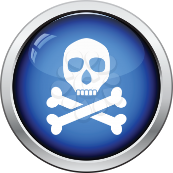Poison sign icon. Glossy button design. Vector illustration.