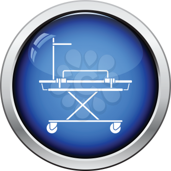 Medical stretcher icon. Glossy button design. Vector illustration.