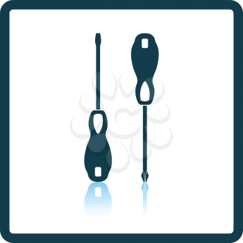 Icon of screwdriver. Shadow reflection design. Vector illustration.