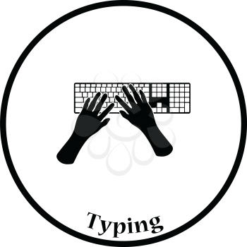 Typing icon. Thin circle design. Vector illustration.