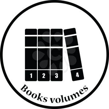Books volumes icon. Thin circle design. Vector illustration.