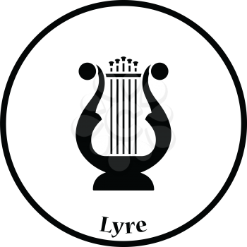 Lyre icon. Thin circle design. Vector illustration.