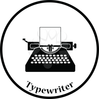 Typewriter icon. Thin circle design. Vector illustration.