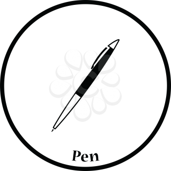Pen icon. Thin circle design. Vector illustration.