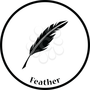 Writing feather icon. Thin circle design. Vector illustration.