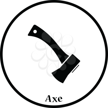 Camping axe  icon. Thin circle design. Vector illustration.