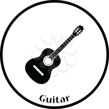 Acoustic guitar icon. Thin circle design. Vector illustration.