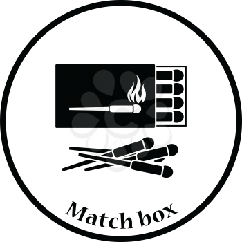 Match box  icon. Thin circle design. Vector illustration.