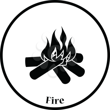 Camping fire  icon. Thin circle design. Vector illustration.
