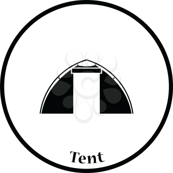 Touristic tent  icon. Thin circle design. Vector illustration.