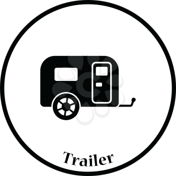 Camping family caravan car  icon. Thin circle design. Vector illustration.