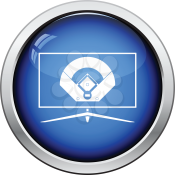 Baseball tv translation icon. Glossy button design. Vector illustration.