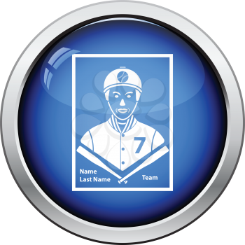 Baseball card icon. Glossy button design. Vector illustration.