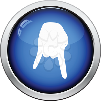 Baseball catcher gesture icon. Glossy button design. Vector illustration.