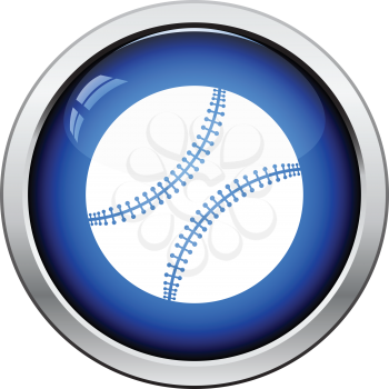 Baseball ball icon. Glossy button design. Vector illustration.