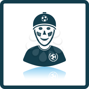 Football fan with painted face by italian flags icon. Shadow reflection design. Vector illustration.