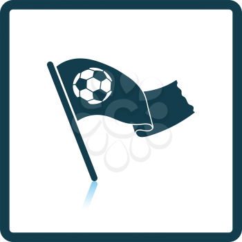 Football fans waving flag with soccer ball icon. Shadow reflection design. Vector illustration.