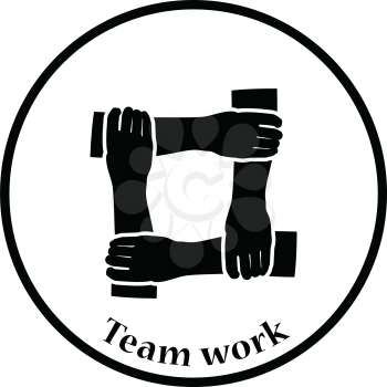 Icon of Crossed hands. Thin circle design. Vector illustration.