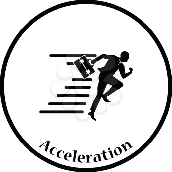 Icon of Accelerating businessman. Thin circle design. Vector illustration.