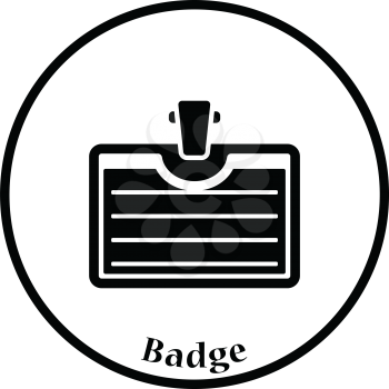 Icon of Badge with clip. Thin circle design. Vector illustration.