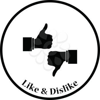 Icon of Like and dislike. Thin circle design. Vector illustration.