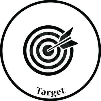 Icon of Target with dart. Thin circle design. Vector illustration.