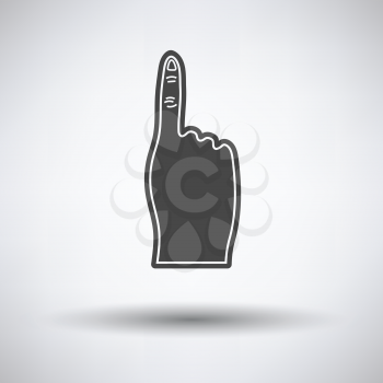 Fans foam finger icon on gray background, round shadow. Vector illustration.