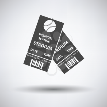 Baseball tickets icon on gray background, round shadow. Vector illustration.