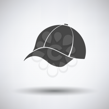 Baseball cap icon on gray background, round shadow. Vector illustration.