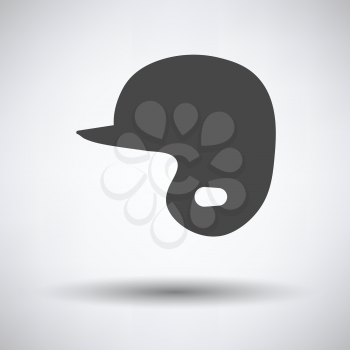 Baseball helmet icon on gray background, round shadow. Vector illustration.
