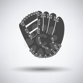 Baseball glove icon on gray background, round shadow. Vector illustration.