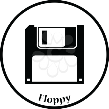 Floppy icon. Flat color design. Vector illustration. Thin circle design. Vector illustration.
