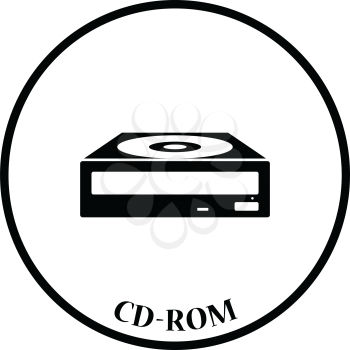 CD-ROM icon. Flat color design. Vector illustration. Thin circle design. Vector illustration.