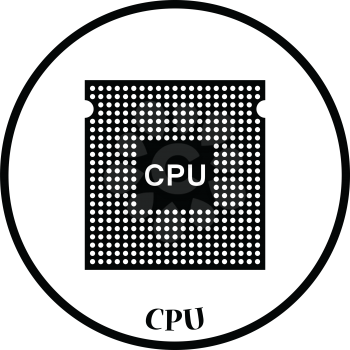 CPU icon. Flat color design. Vector illustration. Thin circle design. Vector illustration.