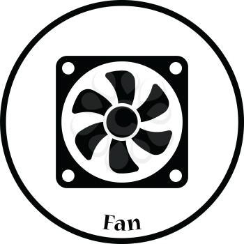 Fan icon. Flat color design. Vector illustration. Thin circle design. Vector illustration.