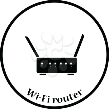 Wi-Fi router icon. Flat color design. Vector illustration. Thin circle design. Vector illustration.