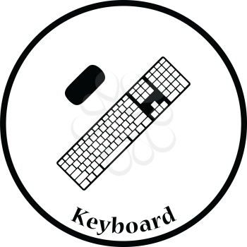 Keyboard icon. Flat color design. Vector illustration. Thin circle design. Vector illustration.