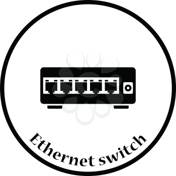 Ethernet switch icon. Flat color design. Vector illustration. Thin circle design. Vector illustration.