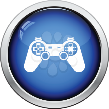 Gamepad  icon. Glossy button design. Vector illustration.