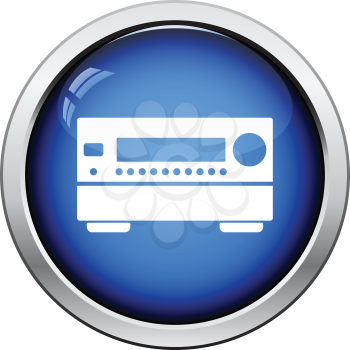 Home theater receiver icon. Glossy button design. Vector illustration.