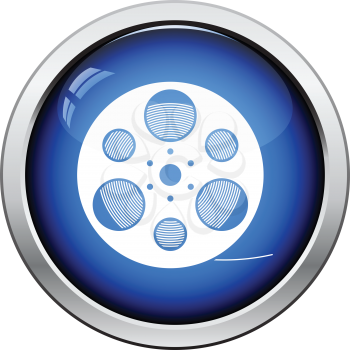 Film reel icon. Glossy button design. Vector illustration.