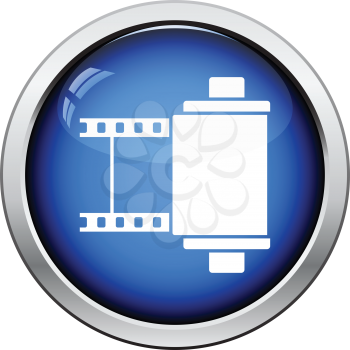 Photo cartridge reel icon. Glossy button design. Vector illustration.