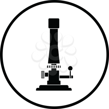 Icon of chemistry burner. Thin circle design. Vector illustration.