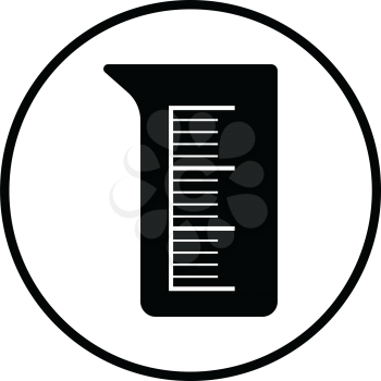 Icon of chemistry beaker. Thin circle design. Vector illustration.