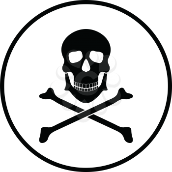 Icon of poison from skill and bones. Thin circle design. Vector illustration.