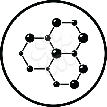 Icon of chemistry hexa connection of atoms. Thin circle design. Vector illustration.