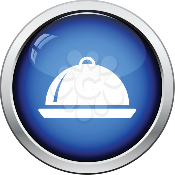 Restaurant  cloche icon. Glossy button design. Vector illustration.