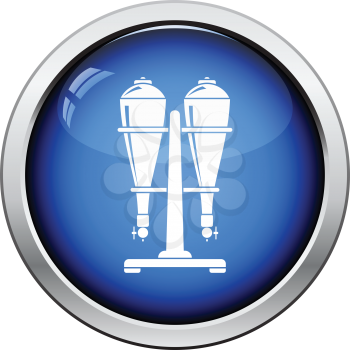 Soda siphon equipment icon. Glossy button design. Vector illustration.