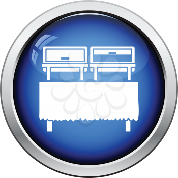 Chafing dish icon. Glossy button design. Vector illustration.