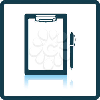 Icon of Tablet and pen. Shadow reflection design. Vector illustration.
